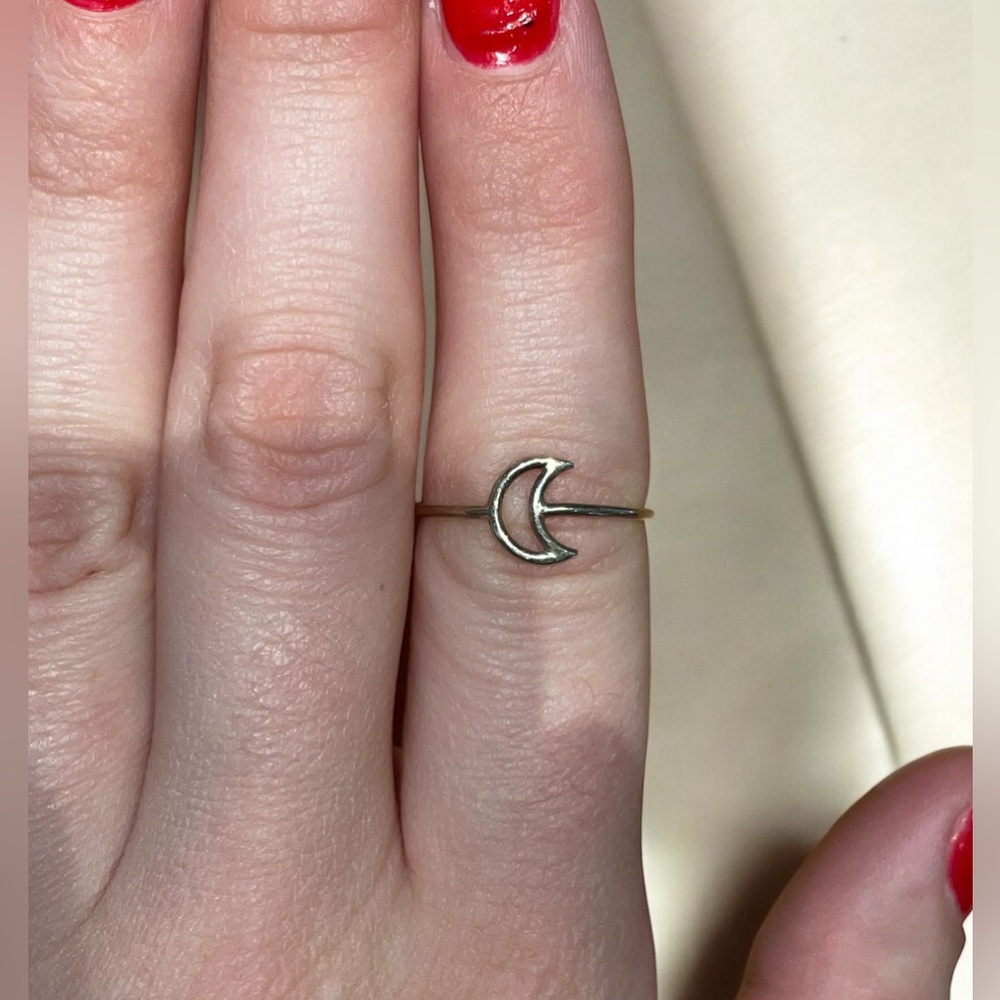 Crescent Moon Sterling Silver Ring Size 8